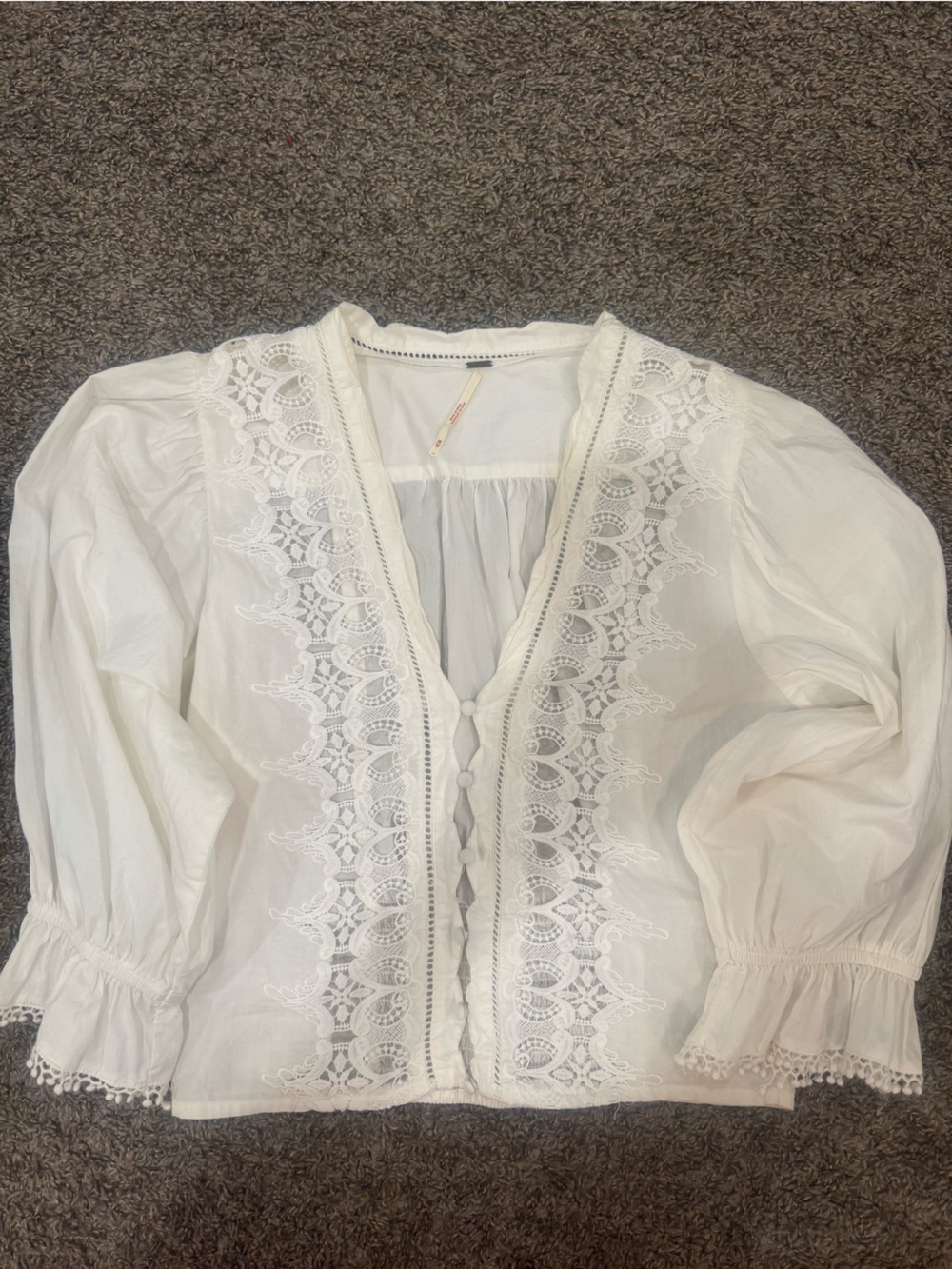 Free People White Lace Blouse sz M